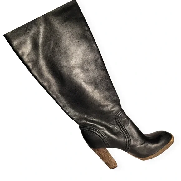 Michael Kors Black Leather Tall Boots Knee High Riding Boots Size 6.5 - Picture 2 of 7